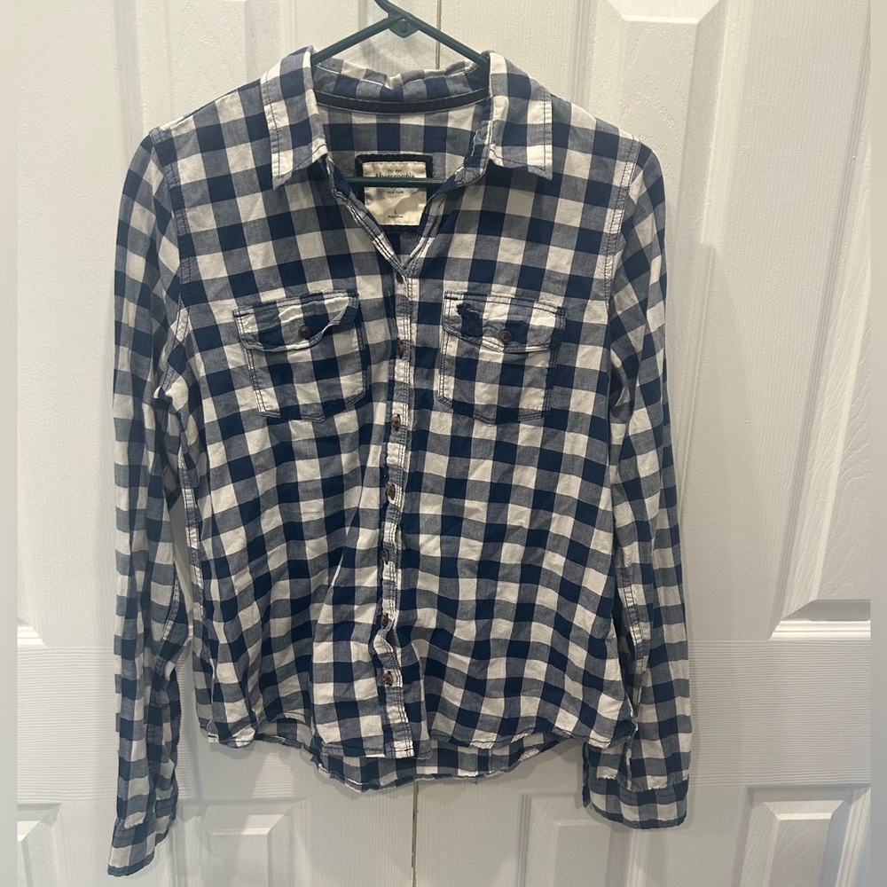 Womens Abercrombie and Fitch Long Sleeve Button Up Flannel Shirt Size Large